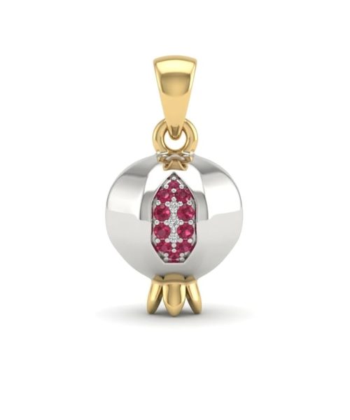 PENDANT SILVER/ CUBIC ZIRCONIA/ POMIGRANATE