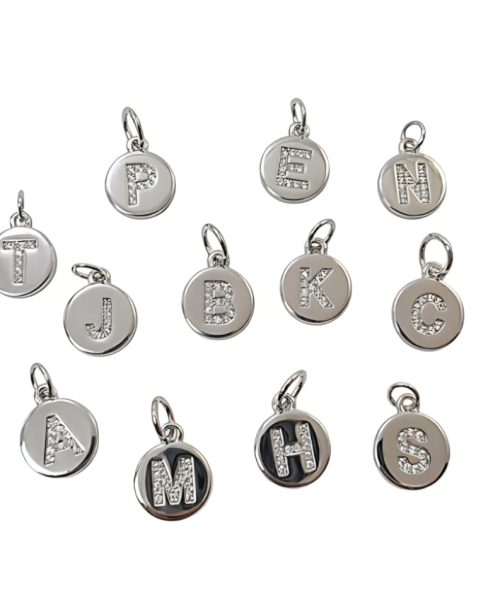PENDANT SILVER/  LETTER/ CUBIC ZIRCONIA