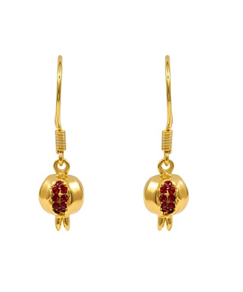 EARRINGS SILVER/ CUBIC ZIRCONIA/ POMIGRANATE