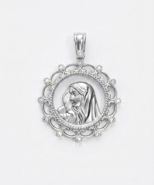 PENDANT SILVER/ SAINT MARY/ CUBIC ZIRCONIA
