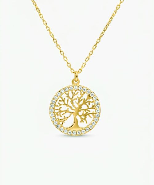 NECKLACE 9KT/ TREE OF LIFE/ CUBIC ZIRCONIA
