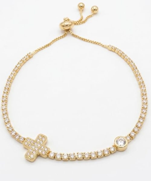 BRACELET SILVER/ CROSS / CUBIC ZIRCONIA