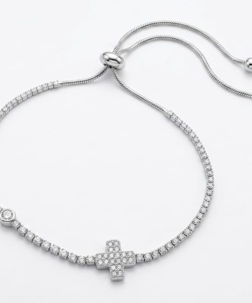 BRACELET SILVER/ CROSS / CUBIC ZIRCONIA