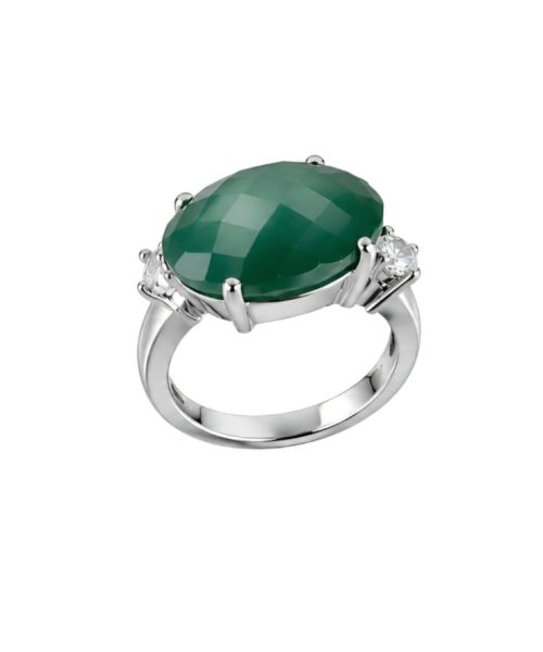 RING SILVER/ GREEN QUARTZ