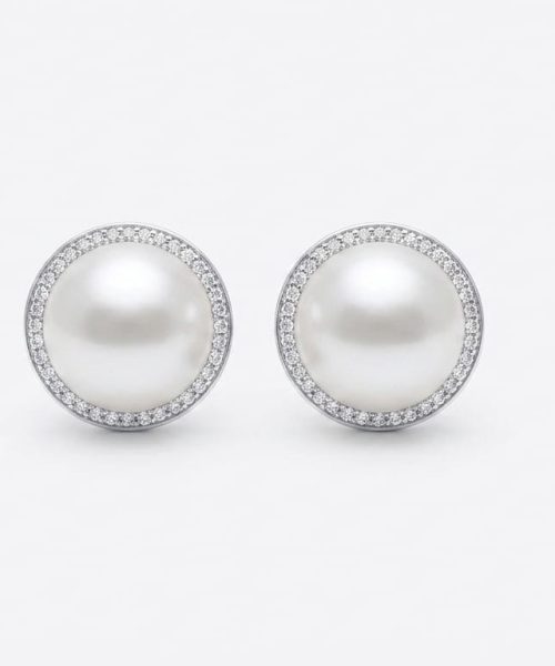 EARRINGS SILVER/ CULTURED PEARL/ CUBIC ZIRCONIA