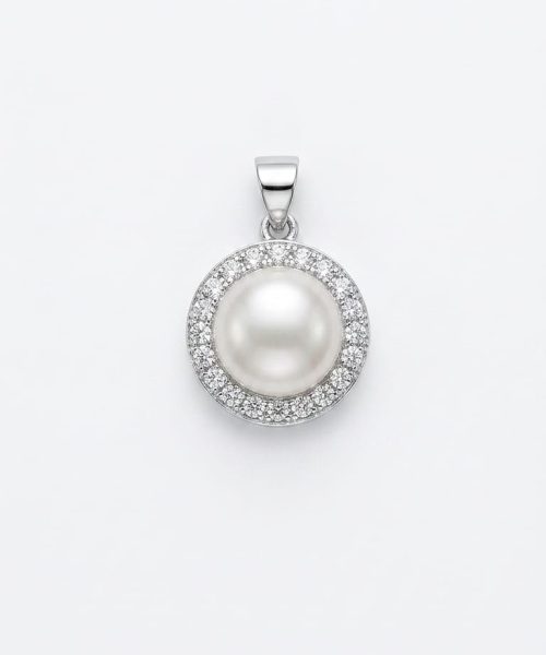 PENDANT SILVER/ CULTURED PEARL/ CUBIC ZIRCONIA