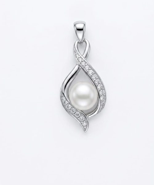 PENDANT SILVER/ CULTURED PEARL/ CUBIC ZIRCONIA