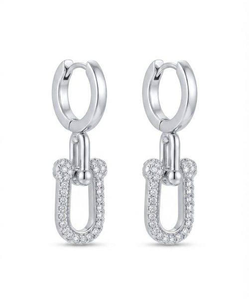 EARRINGS STAINLESS STEAL/ CUBIC ZIRCONIA