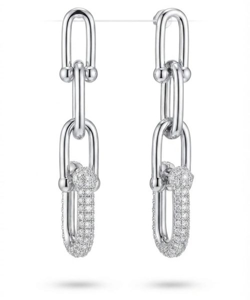 EARRINGS STAINLESS STEAL/ CUBIC ZIRCONIA