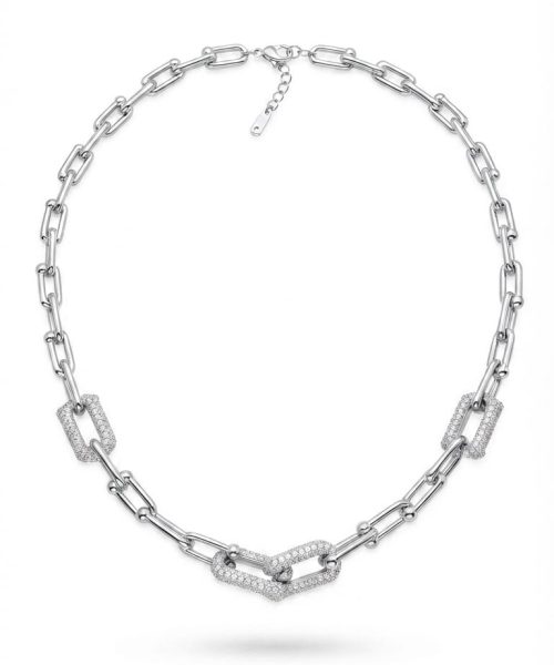 NECKLACE STAINLESS STEAL/ CUBIC ZIRCONIA
