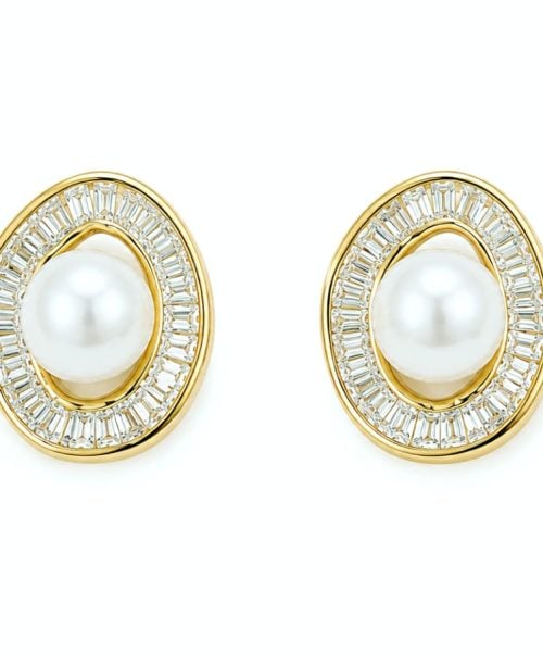 EARRINGS SILVER/ CULTURED PEARL/ CUBIC ZIRCONIA