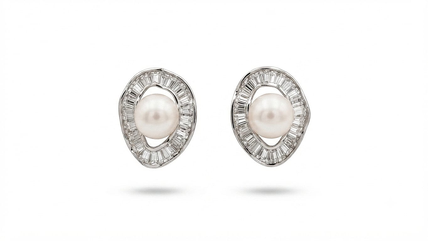 EARRINGS SILVER/ CULTURED PEARL/ CUBIC ZIRCONIA