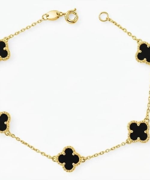 BRACELET 9KT/ CLOVER/ BLACK ONYX