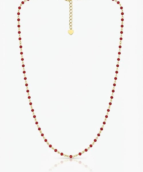 NECKLACE SILVER/ CORAL